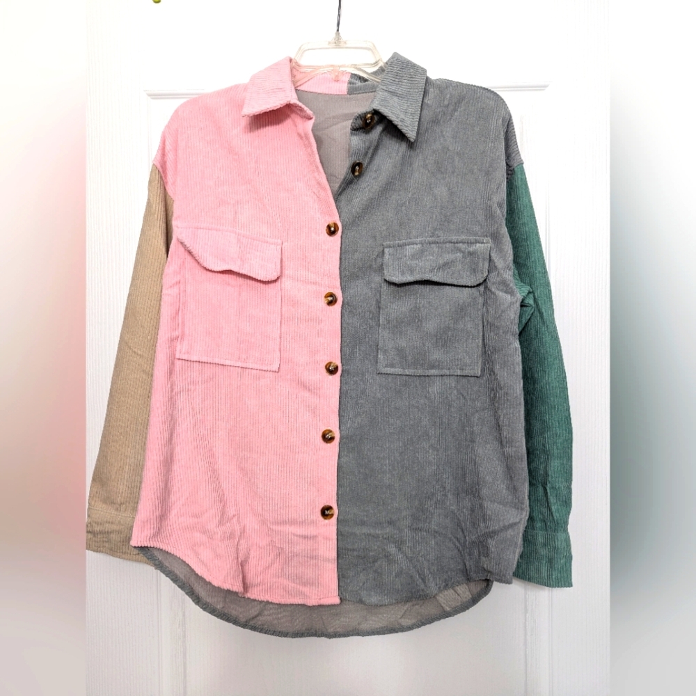 🌷3 items for $30🌷 Colorblock Corduroy Button Up Top